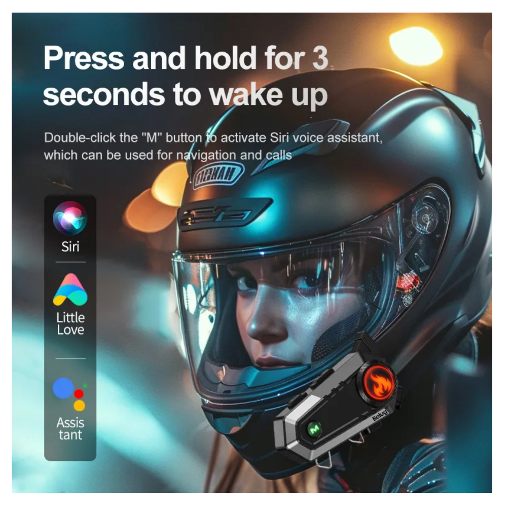 Foto 6 pulgar | Intercomunicador Motocicleta Para Casco C9 Bluetooth 5.3 Belug, Negro Liínea Verde