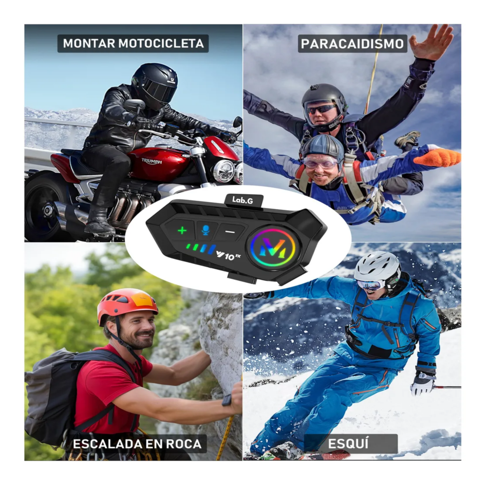Foto 6 pulgar | Intercomunicadores Casco Audífonos Bluetooth Para Moto Lab.g,  2pcs Negro Colores