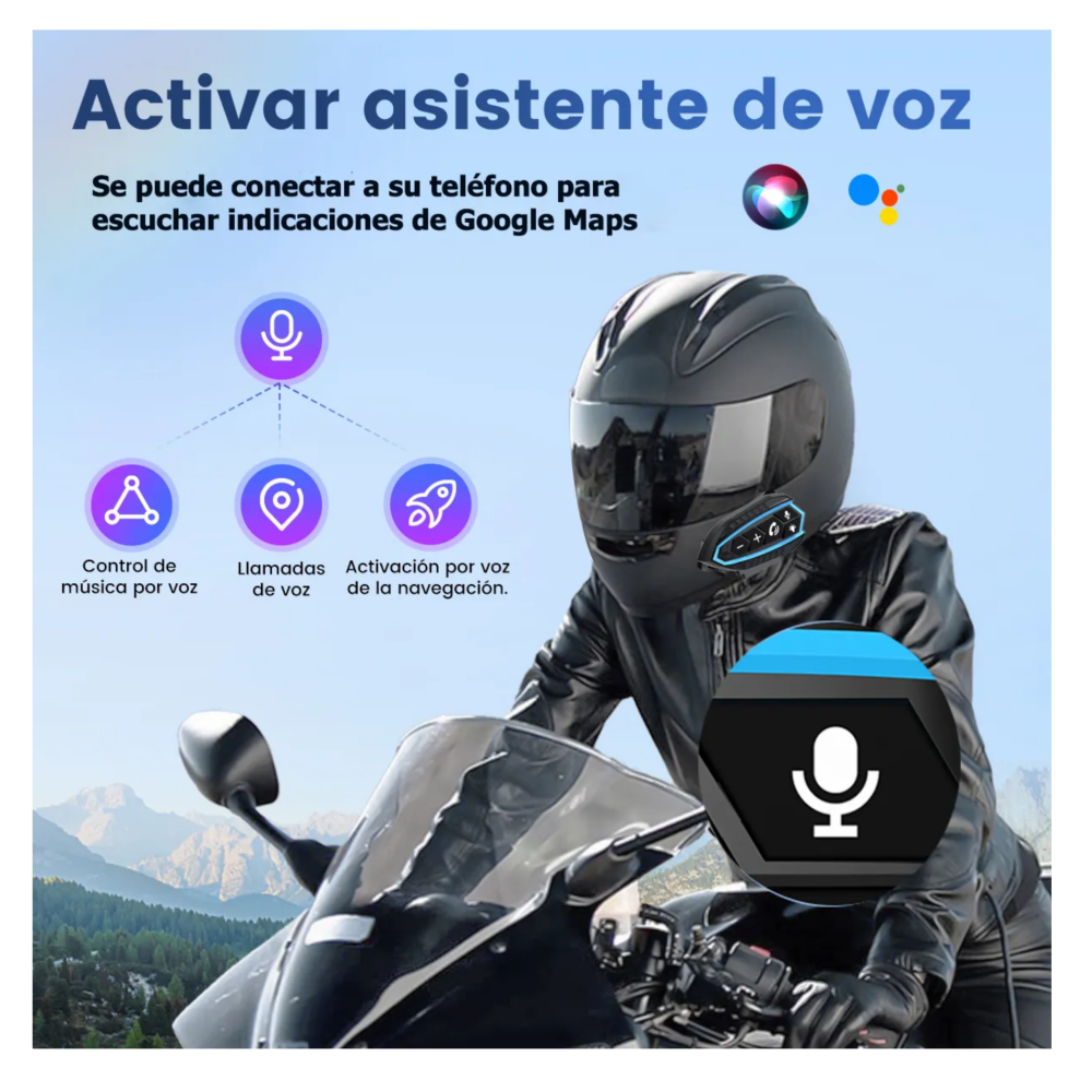 Foto 5 pulgar | Audífonos Para Casco De Motos Bluetooth 5.0 Impermeables Ip67 Lab.g, Negro Línea Azul