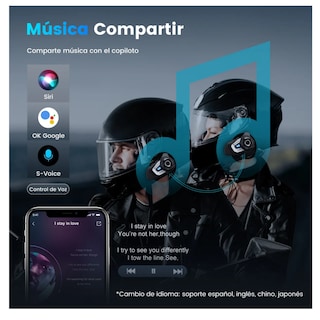 Foto 4 | Intercomunicador Para Casco De Moto Compartir Música Fm Radio 1500m Bluetooth Ip67 Belug Negro Blanco