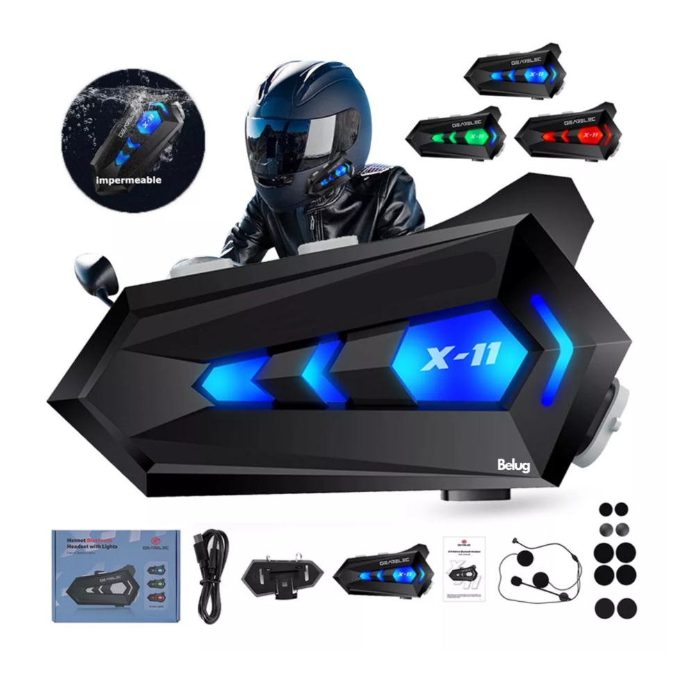 Foto 3 pulgar | Audífonos Para Casco De Motos Bluetooth 5.3 Ip67 Impermeable Belug,  Negro