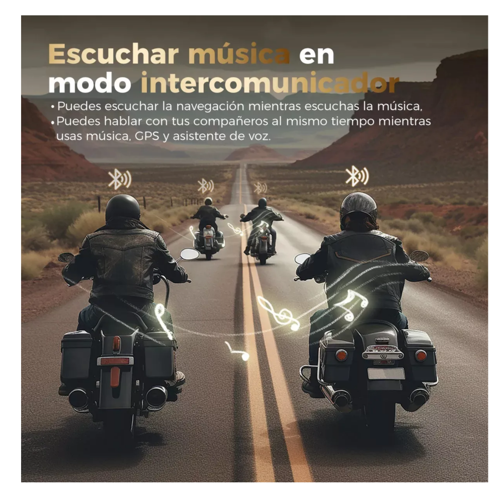 Foto 4 pulgar | Intercomunicador Bluetooth Para Moto Fm Radio 2000mah Ip67 Belug, Negro Línea Amarilla
