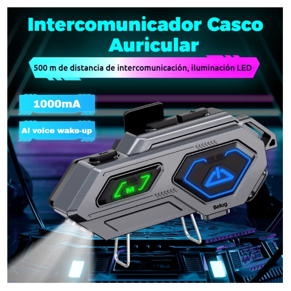 Foto 3 pulgar | Audífonos Para Casco De Motos Bluetooth Intercomunicador Belug,  2pc Gris