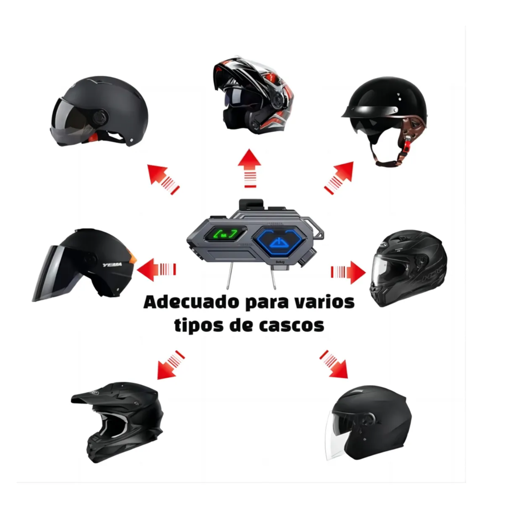 Foto 6 pulgar | Audífonos Para Casco De Motos Bluetooth Intercomunicador Belug,  2pc Gris