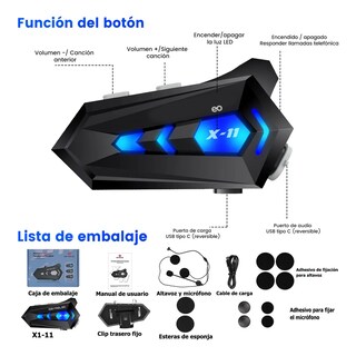 Foto 2 | Audífonos Para Casco De Motos Bluetooth Impermeable Eo Safe Imports Esi- 19997 Negro