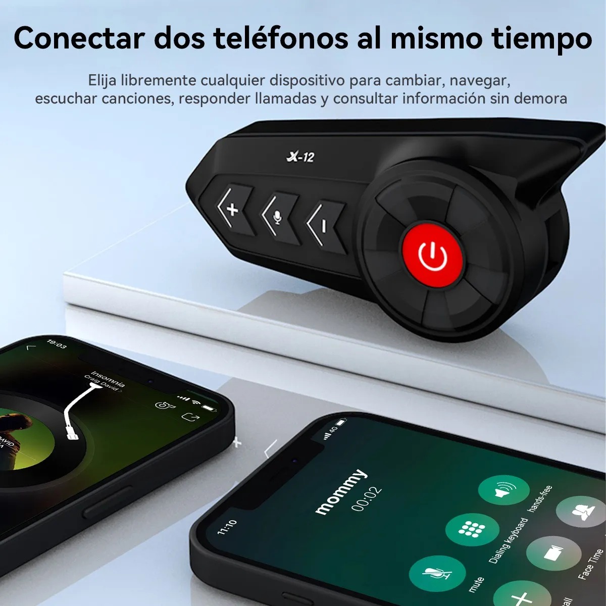 Foto 5 pulgar | Intercomunicador Bluetooth X12 Con Luz Led Para Casco Motociclista