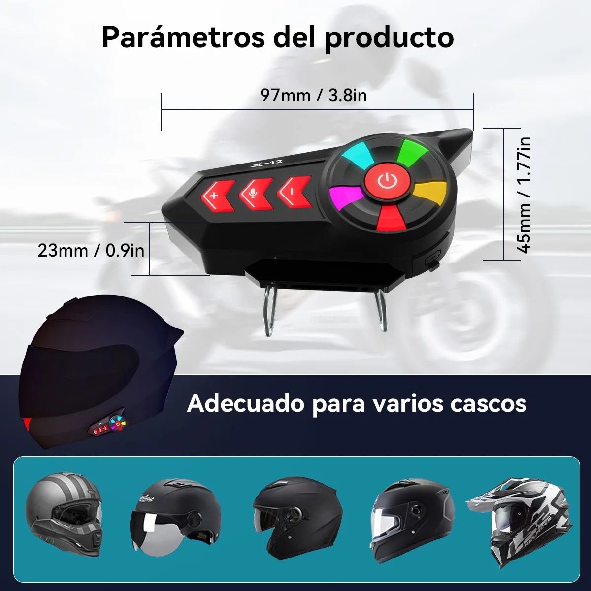 Foto 6 pulgar | Intercomunicador Bluetooth X12 Con Luz Led Para Casco Motociclista