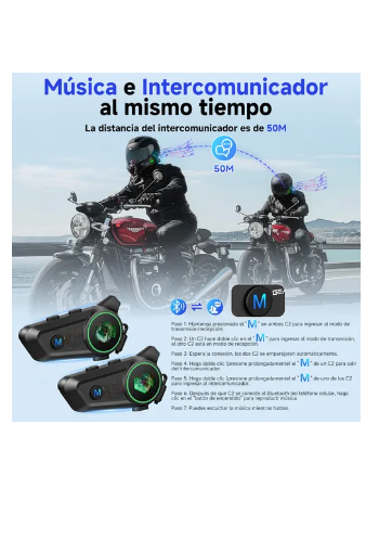 Foto 3 pulgar | Intercomunicador Moto Audífonos Para Casco Bluetooth