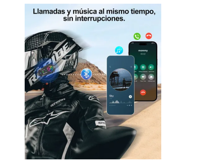 Foto 2 | Intercomunicadores Casco Audífonos Bluetooth