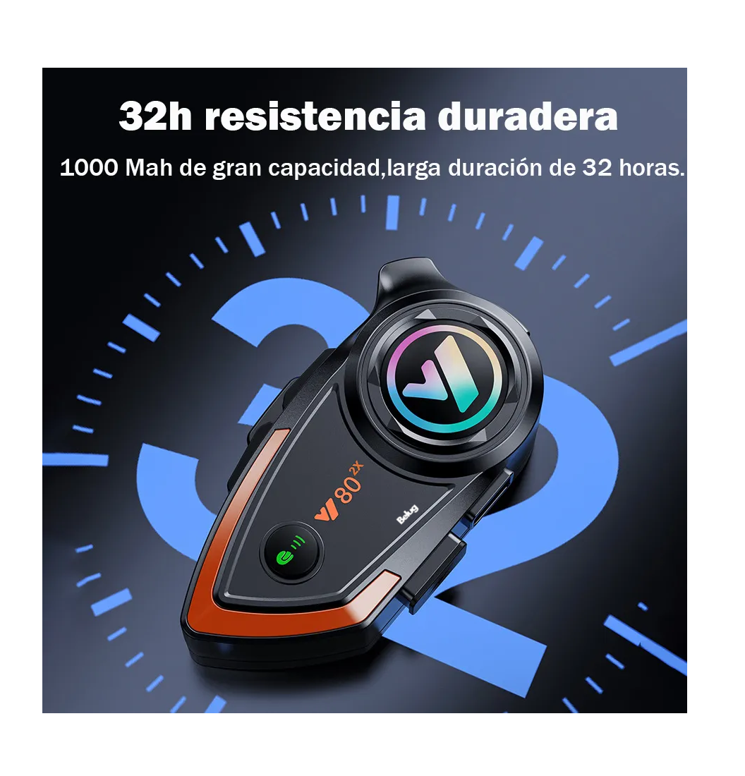 Foto 3 pulgar | Intercomunicador Audífonos Para Casco De Motos Bluetooth Y80 Negro Y Rojo