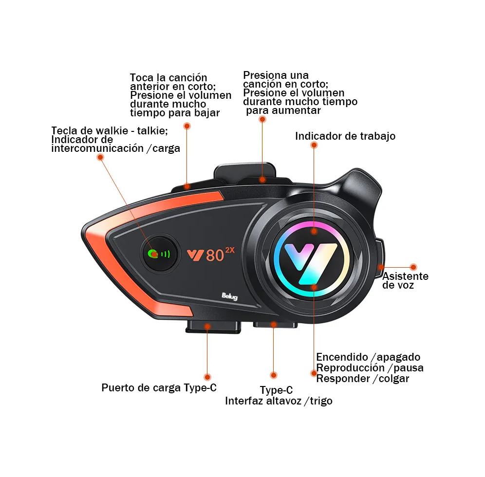 Foto 5 pulgar | Intercomunicador Audífonos Para Casco De Motos Bluetooth Y80 Negro Y Rojo