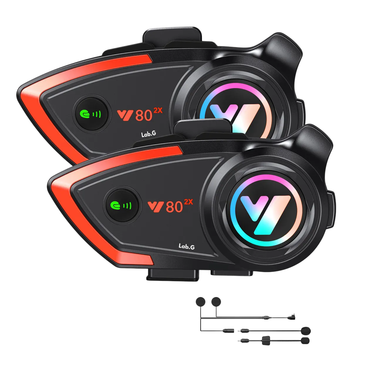 Foto 1 | Intercomunicador Audífonos Para Casco De Motos Bluetooth Y80 Negro Y Rojo