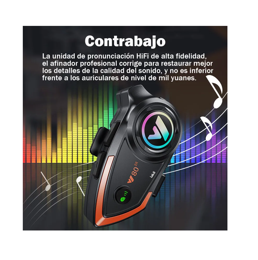 Foto 3 | Intercomunicador Audífonos Para Casco De Motos Bluetooth Y80 Negro Y Rojo