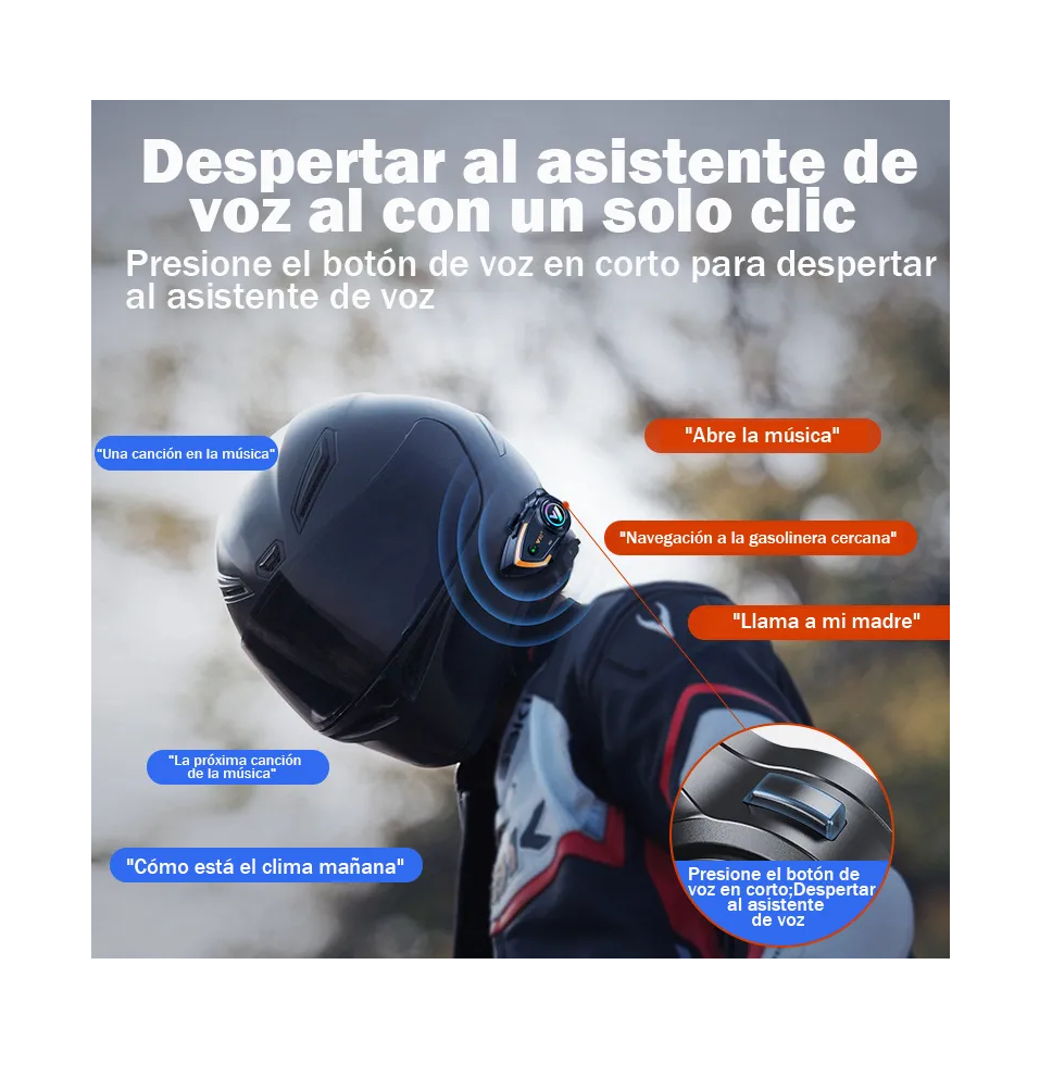 Foto 5 | Intercomunicador Audífonos Para Casco De Motos Bluetooth Y80 Negro Y Rojo