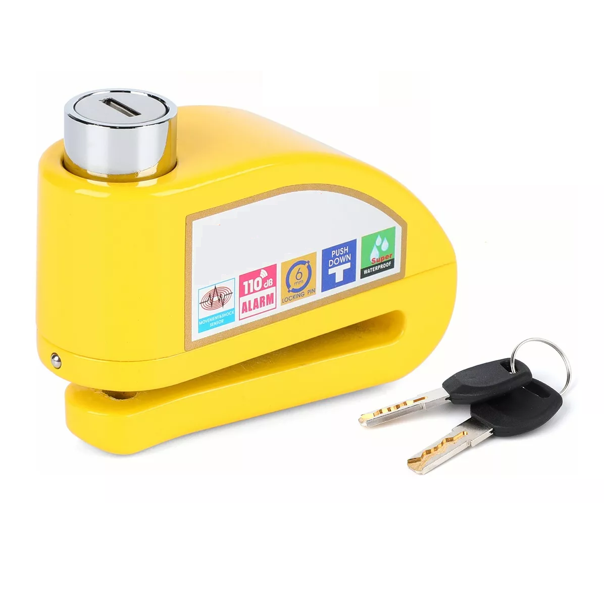 Alarma Motocicleta Bloqueo Impermeable Freno Disco Candado Eo Safe Imports Esi-12225 Amarillo