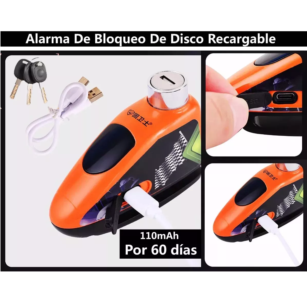 Foto 4 pulgar | Alarma De Bloqueo Disco De Freno De Motocicleta Recargable  Eo Safe Imports Esi-12223 Multicolor