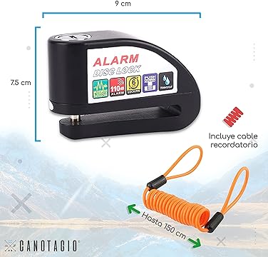 Foto 5 | Candado Alarma De Freno De Disco De Seguridad Antirrobo Impermeable Con Sonido De Alarma De 110db Y Cable De Aler