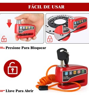 Foto 4 | Xtellar Candado Para Moto Con Alarma Antirrobo E Impermeable De Acero Inoxidable