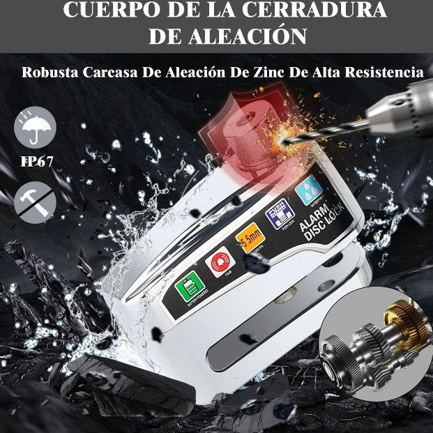 Foto 4 pulgar | Xtellar Candado Para Moto Con Alarma Antirrobo E Impermeable De Acero Inoxidable