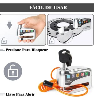 Foto 4 | Xtellar Candado Para Moto Con Alarma Antirrobo E Impermeable De Acero Inoxidable