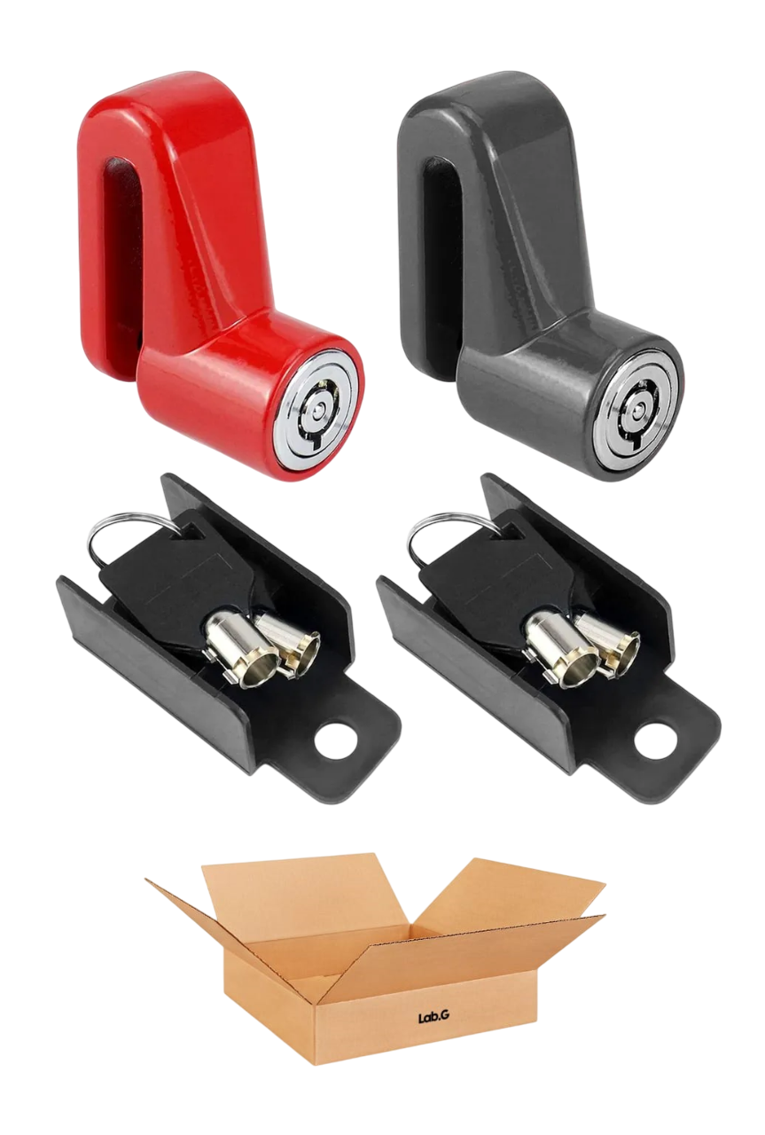 2 Pzs Candado Discos Impermeable Seguro Antirrobo Disco Freno Rojo Y Negro