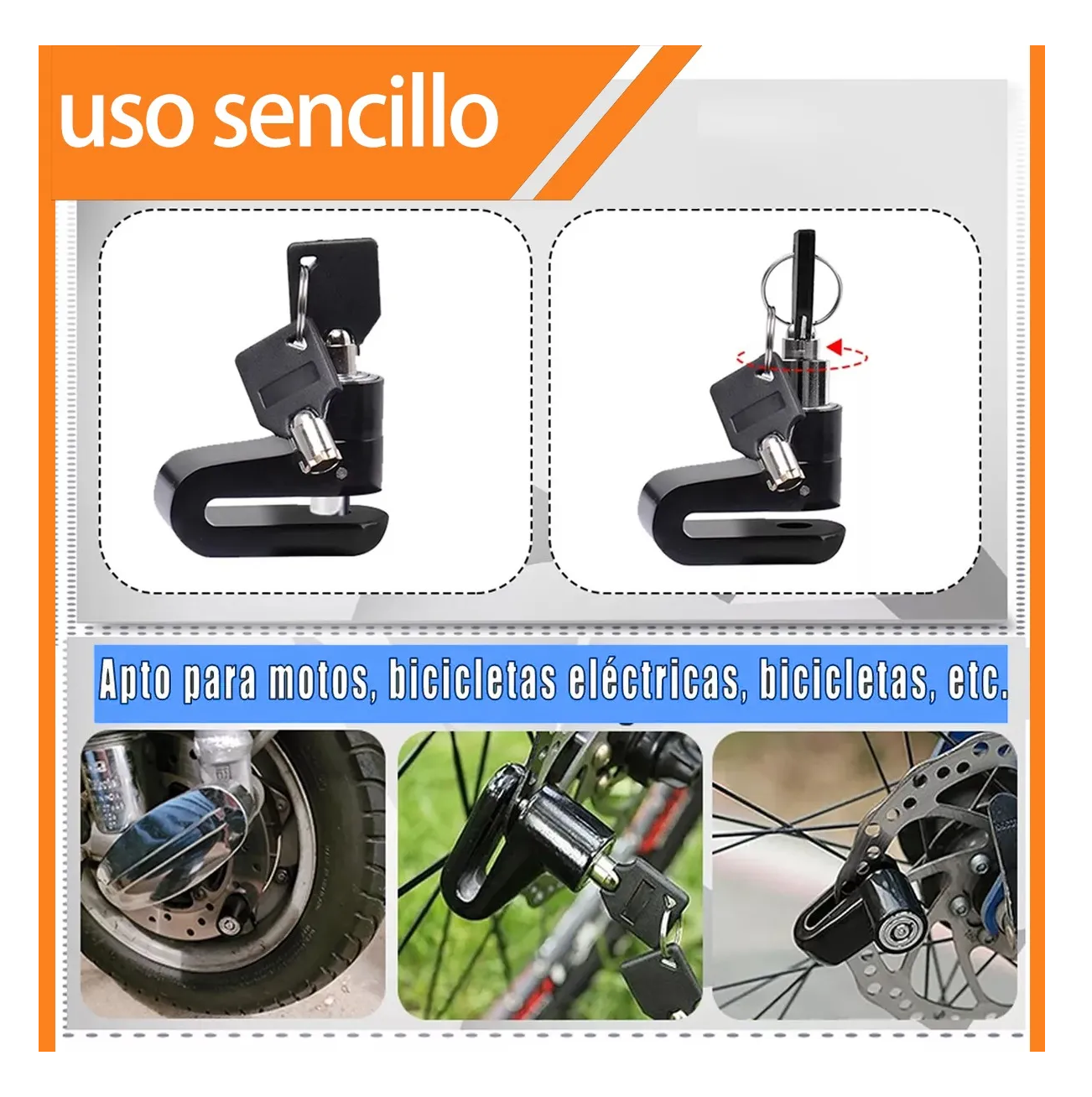 Foto 5 pulgar | 2 Pzs Candado Discos Impermeable Seguro Antirrobo Disco Freno Rojo Y Negro