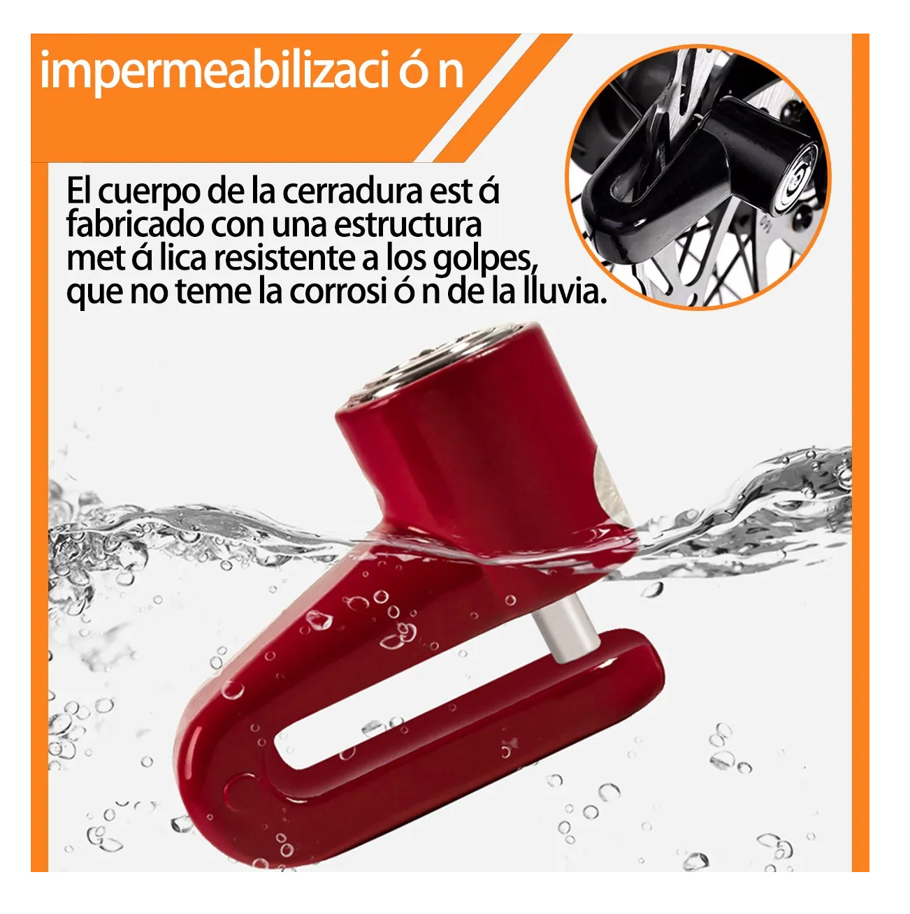 Foto 6 pulgar | 2 Pzs Candado Discos Impermeable Seguro Antirrobo Disco Freno Rojo Y Negro