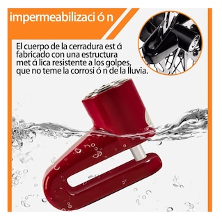 Foto 5 | 2 Pzs Candado Discos Impermeable Seguro Antirrobo Disco Freno Rojo Y Negro