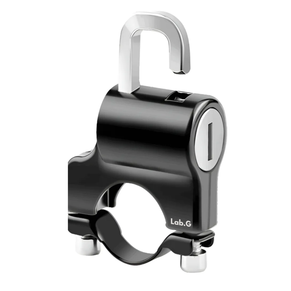 Candado De Disco De Seguridad Para Moto Para Casco Universal Lab.g  Plata Con Negro