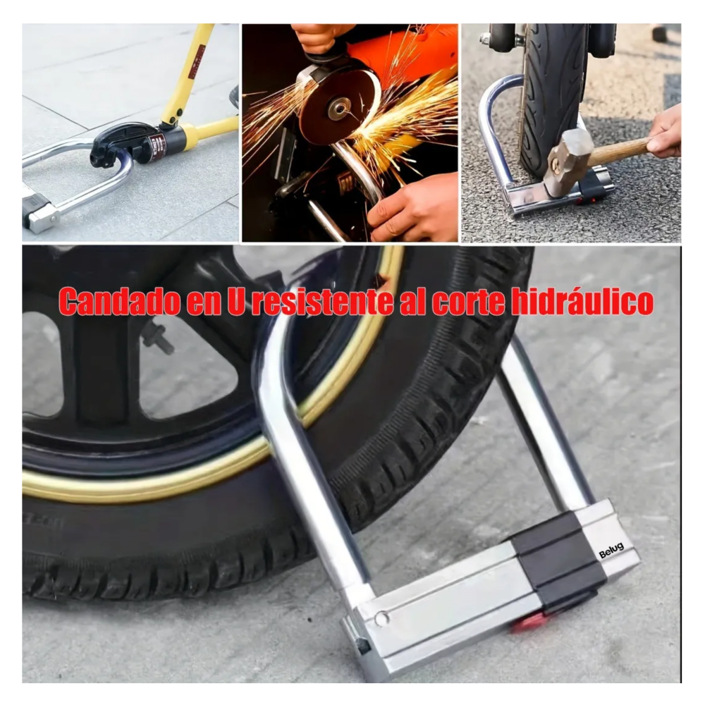 Foto 4 pulgar | Candado Antirrobo Para Moto Belug  Plata