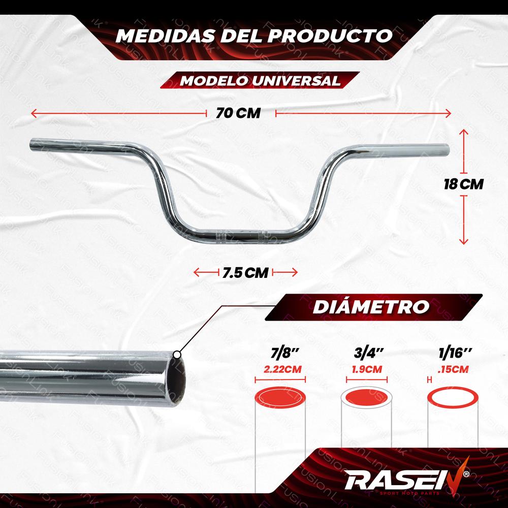 Foto 3 pulgar | Manubrio Universal 10 Rasen 70x7.5x18 para Motocicleta