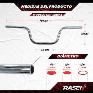 Foto 2 | Manubrio Universal 10 Rasen 70x7.5x18 para Motocicleta