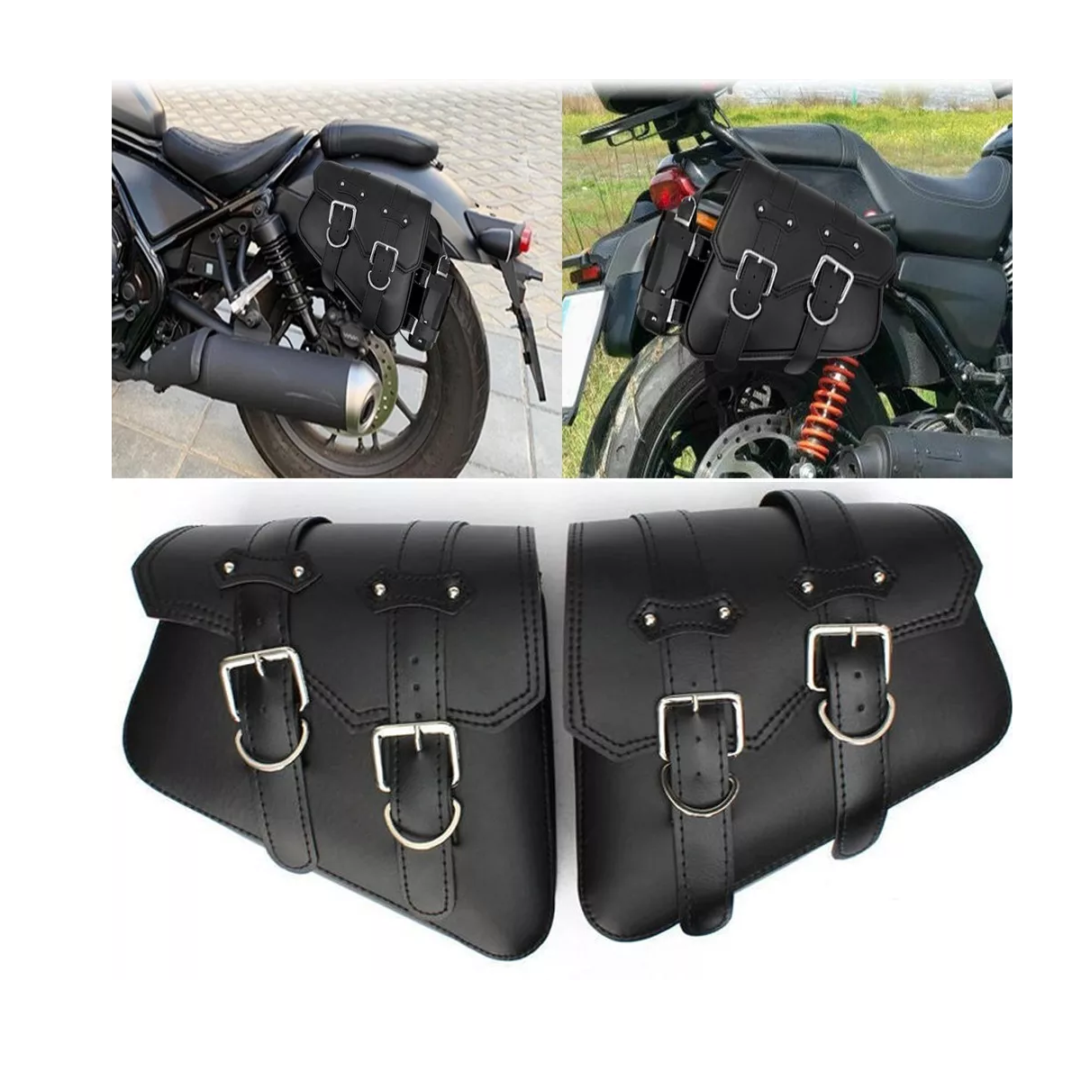 Foto 4 pulgar | Alforjas Laterales para Motocicleta Eo Safe Imports ESI-9002 Negro Tipo Harley