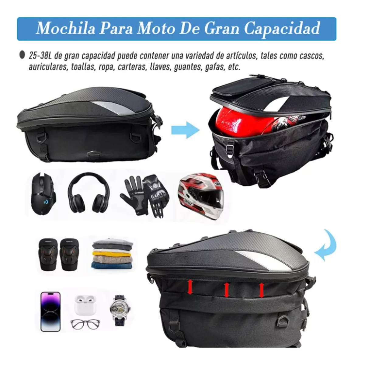 Foto 4 pulgar | Alforja para Motocicleta Eo Safe Imports Negro