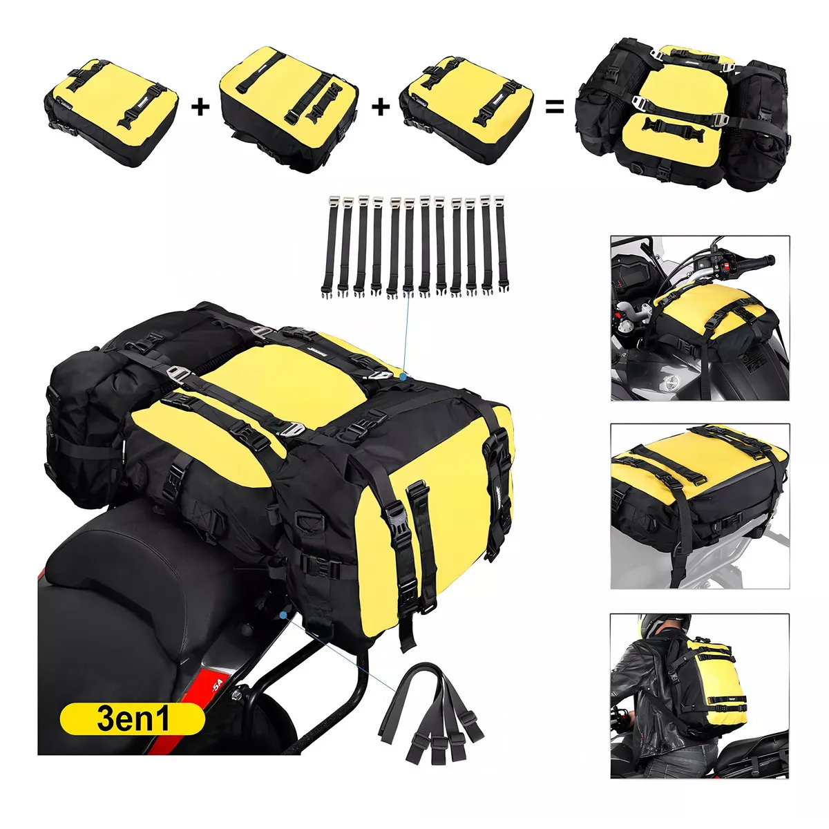 Foto 4 pulgar | Mochila Bolsa Para Casco Para Asiento Trasero De Moto 3 Uds Eo Safe Imports Esi-15476 Multicolor