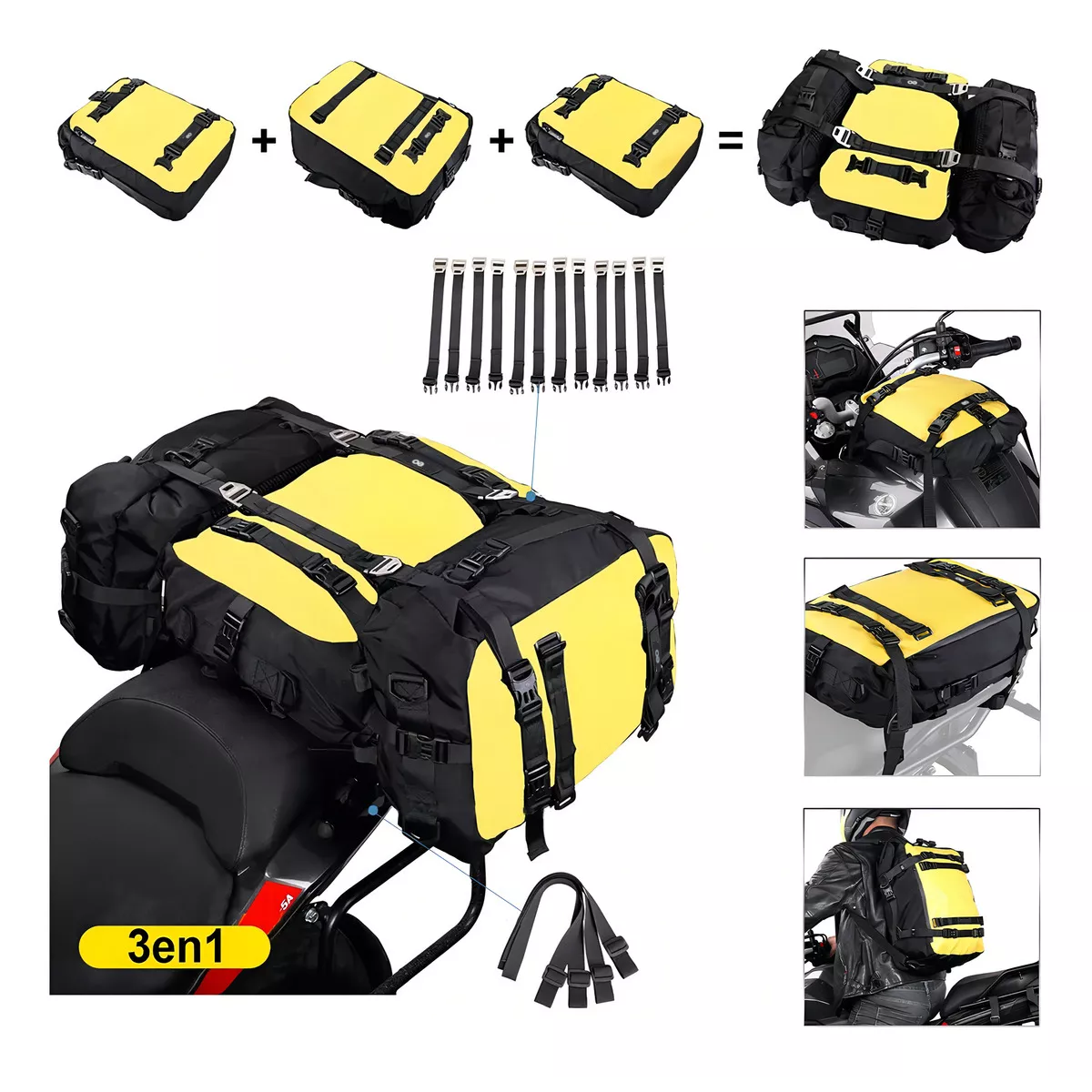 Foto 4 pulgar | Mochila Bolsa Para Casco Para Asiento Trasero De Moto 3 Uds Eo Safe Imports Esi-15476-1 Multicolor
