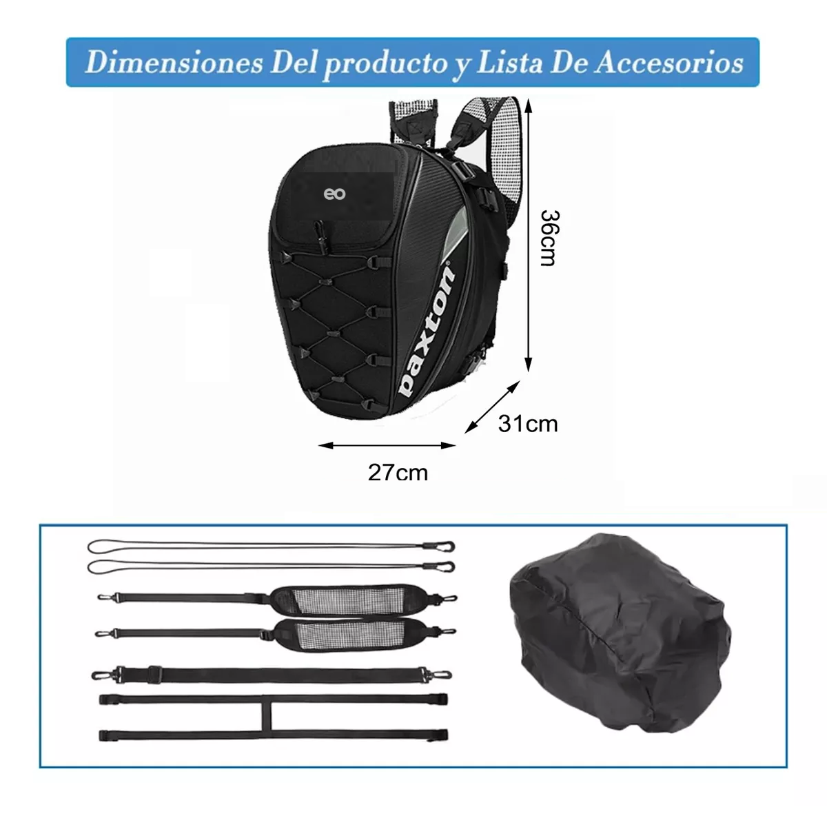 Foto 5 pulgar | Mochila Impermeable Para Alforjas De Asiento Trasero Eo Safe Imports Esi-10160-1 Negro