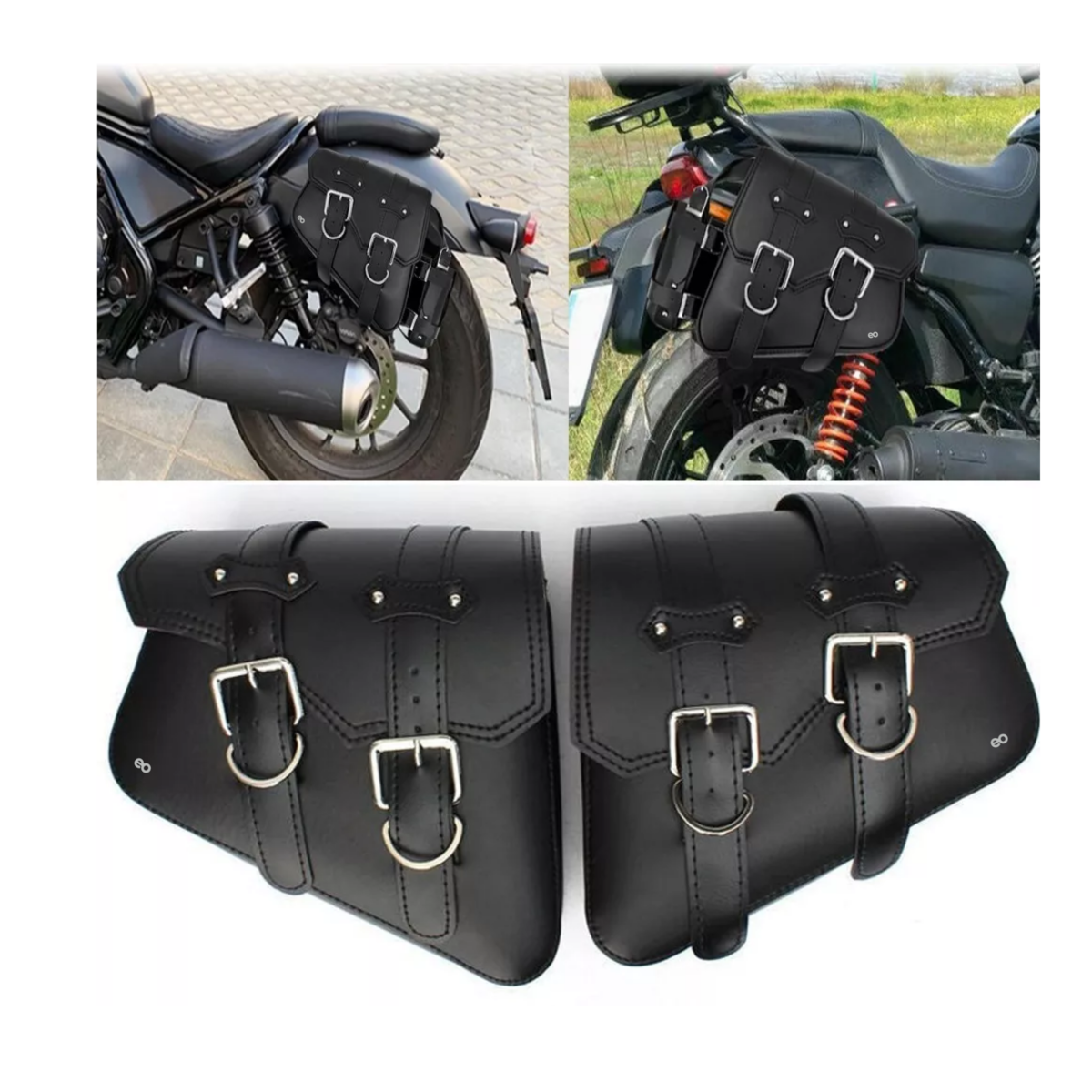 Foto 4 pulgar | Alforjas Laterales De Cuero Para Motocicleta Tipo Harley Eo Safe Imports Esi-9002-1 Negro