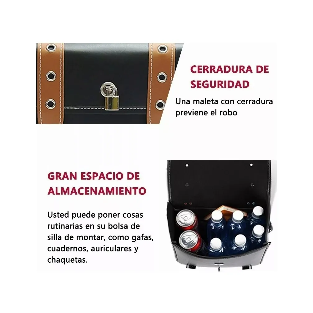 Foto 6 pulgar | Silla De Montar Lateral De Motocicleta Belug Con Cerradura Negro Con Cafe