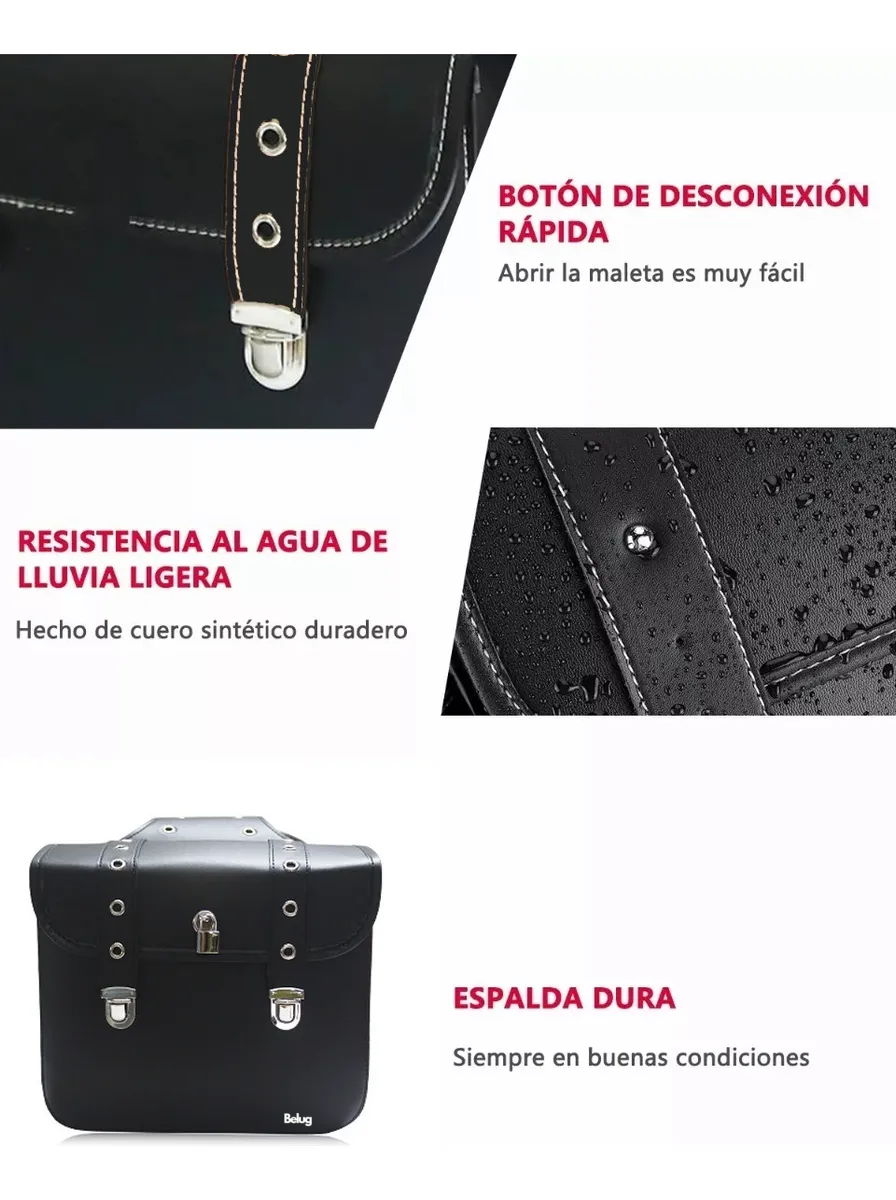 Foto 5 pulgar | Silla De Montar Belug Lateral De Motocicleta Con Cerradura Negro