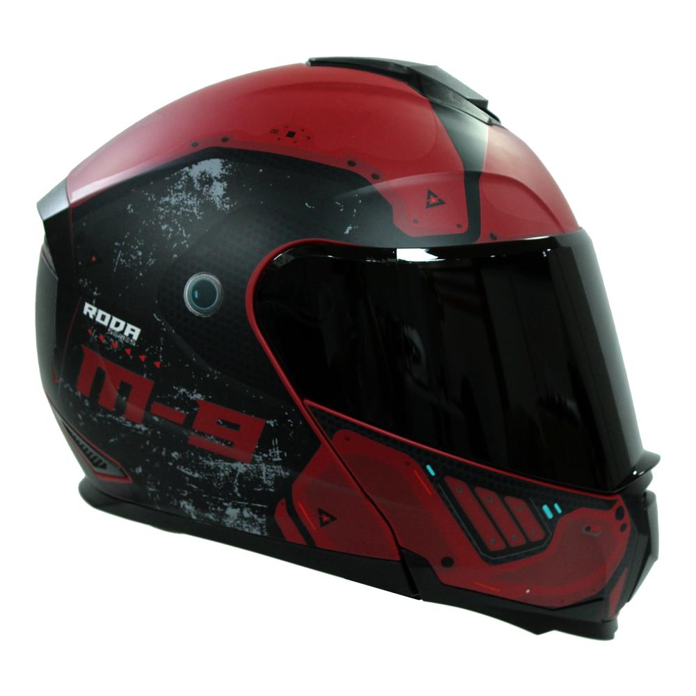 Foto 2 pulgar | Casco Roda Revenge Pro Rojo Mate Android Abatible Mica Humo Svs