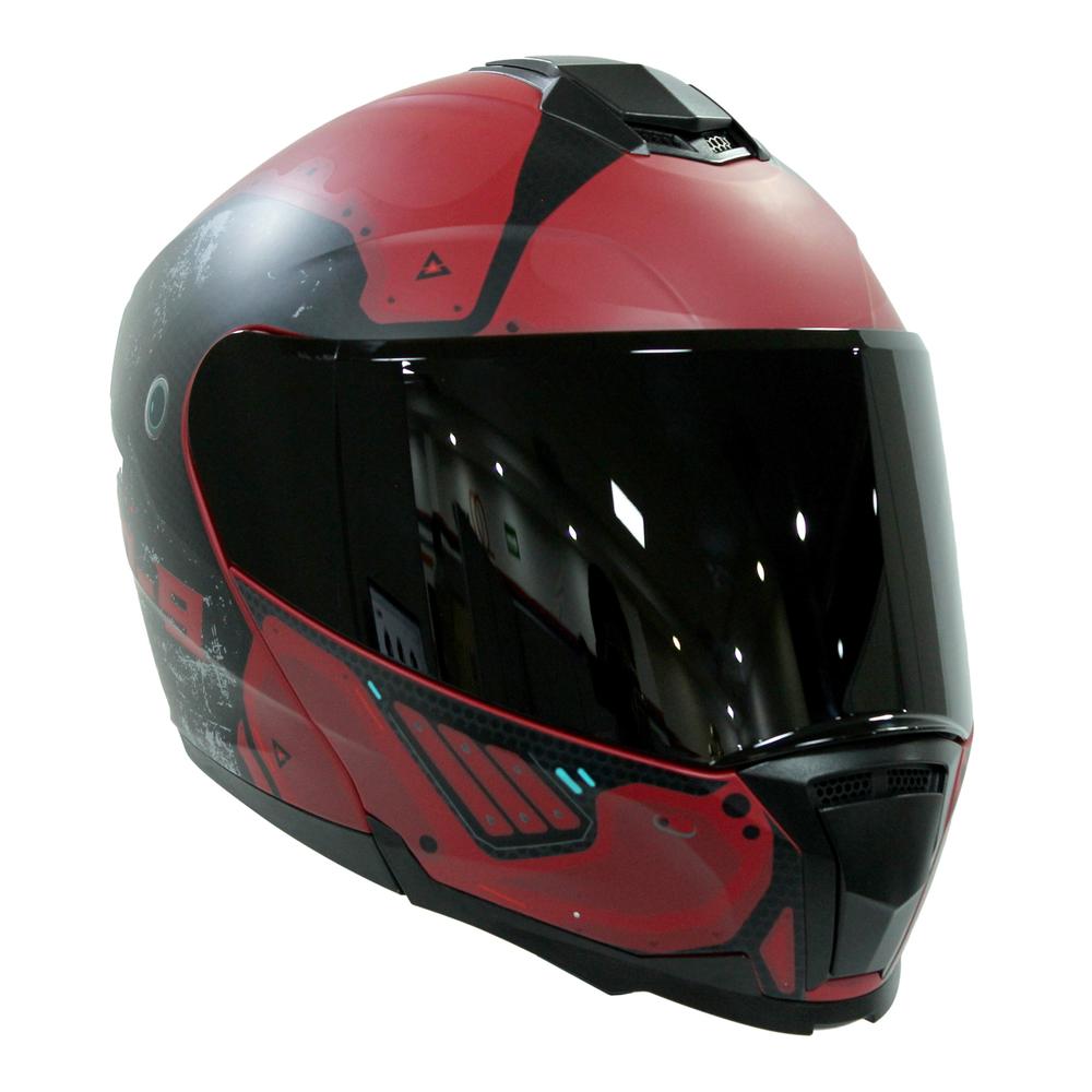 Foto 4 pulgar | Casco Roda Revenge Pro Rojo Mate Android Abatible Mica Humo Svs