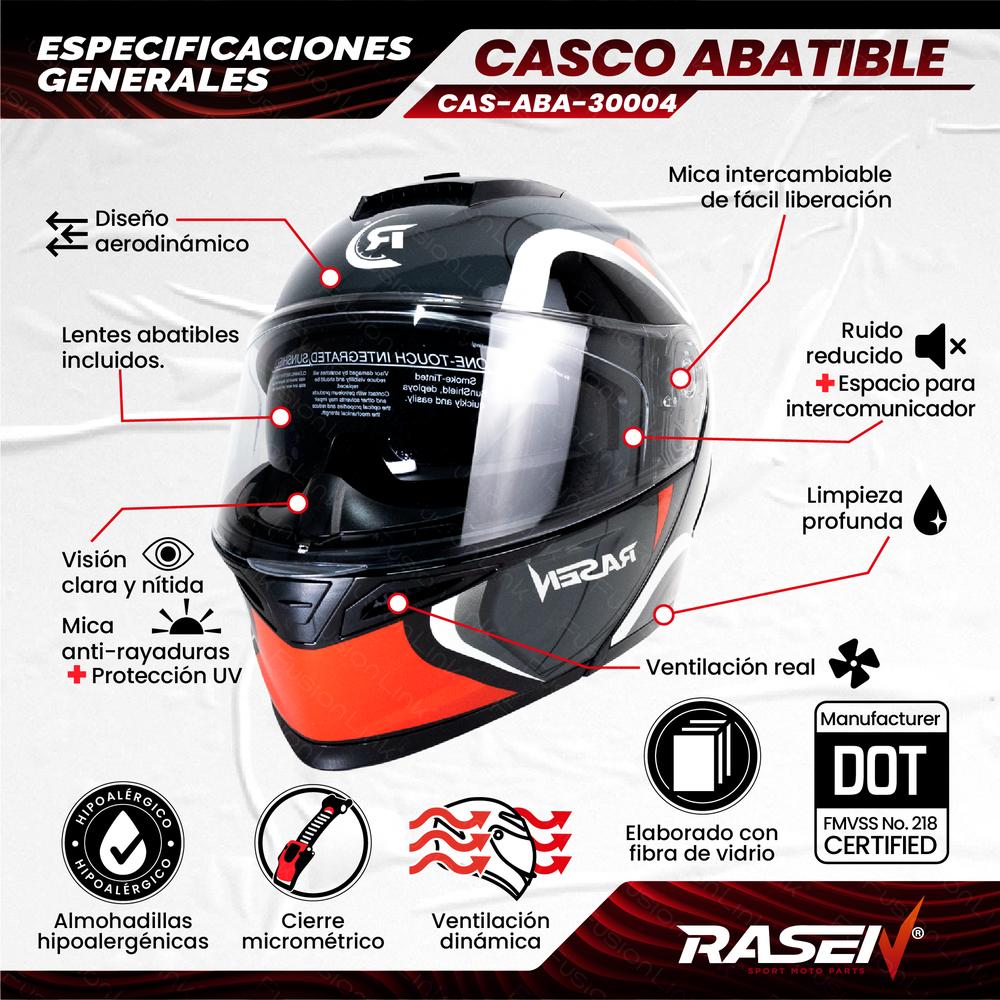 Foto 3 pulgar | Casco Abatible Deportivo Negro Con Franjas Gris Para Moto Rasen