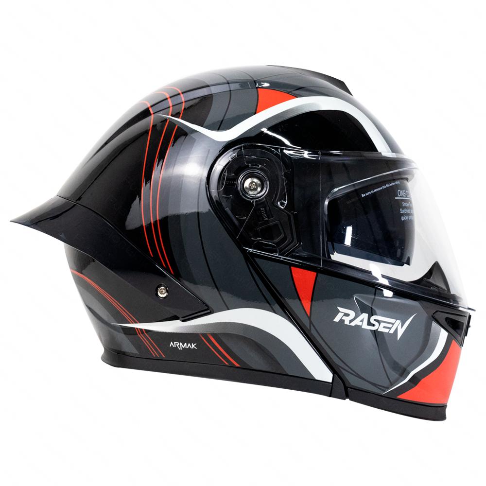 Foto 5 | Casco Abatible Deportivo Negro Con Franjas Gris Para Moto Rasen