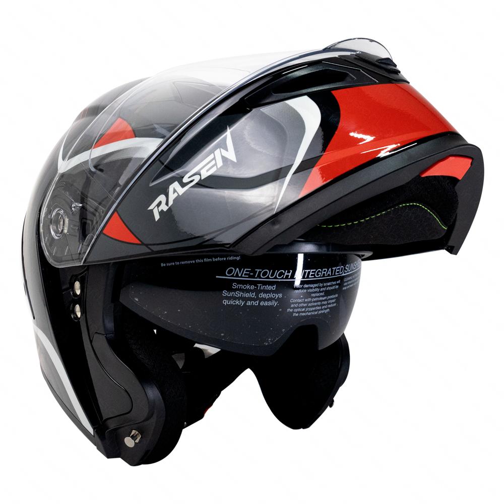 Foto 8 pulgar | Casco Abatible Deportivo Negro Con Franjas Gris Para Moto Rasen