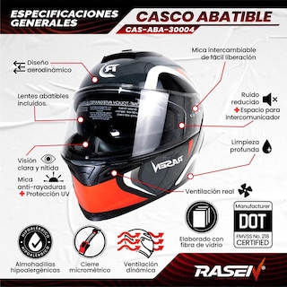 Foto 2 | Casco Abatible Deportivo Negro Con Franjas Gris Para Moto Rasen