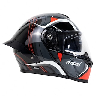 Foto 5 | Casco Abatible Deportivo Negro Con Franjas Gris Para Moto Rasen