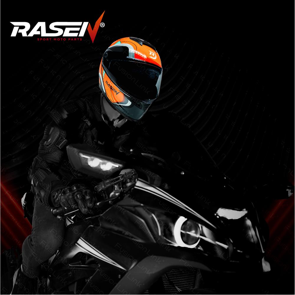 Foto 5 pulgar | Casco Abatible Deportivo Para Moto Rasen Negro Con Naranja Y Gris