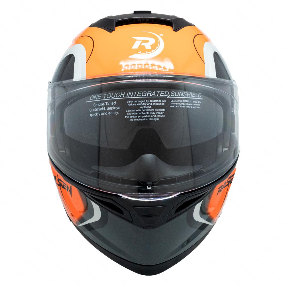 Foto 7 pulgar | Casco Abatible Deportivo Para Moto Rasen Negro Con Naranja Y Gris