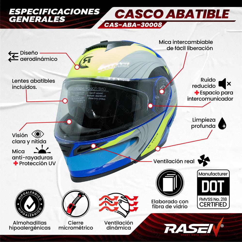 Foto 2 | Casco Abatible Deportivo Para Moto Rasen Azul Con Franjas Grises